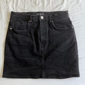 Zara Black Mini Denim Skirt